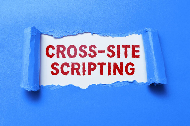 Escribir mostrando texto Cross Site Scripting, Concepto de negocio tipo de vulnerabilidad de seguridad que se puede encontrar en algunas aplicaciones web - Foto, imagen