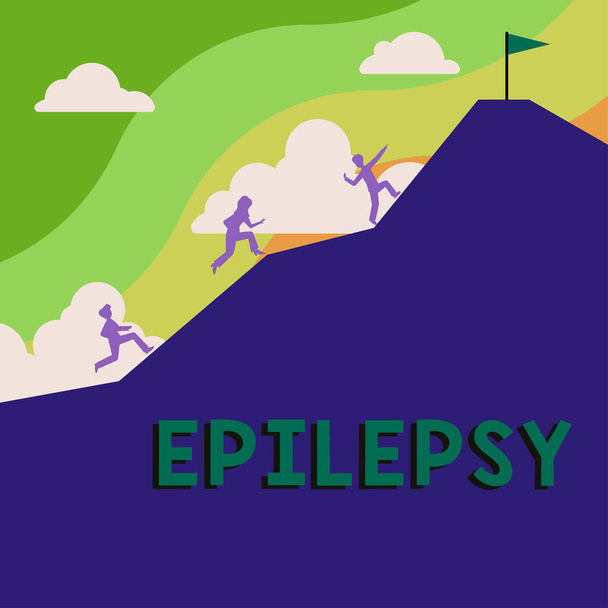 Знак, показывающий эпилепсию, слово, написанное о четвертом наиболее распространенном неврологическом расстройстве Непредсказуемые припадки - Фото, изображение