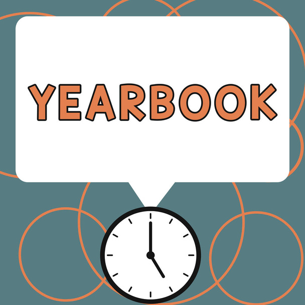 Conceptual display Yearbook, Business concept publication compiled by graduating class as a record of the years activities - Photo, Image