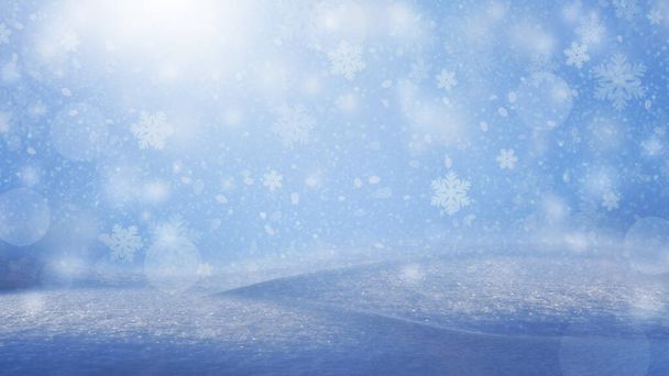background for winter design. Collection of Christmas New Year elements. crystal snowflakes. Modern design. Holiday. Snowfall in the winter forest. Winter evening. Falling down snowflakes heavy snow. - Photo, Image