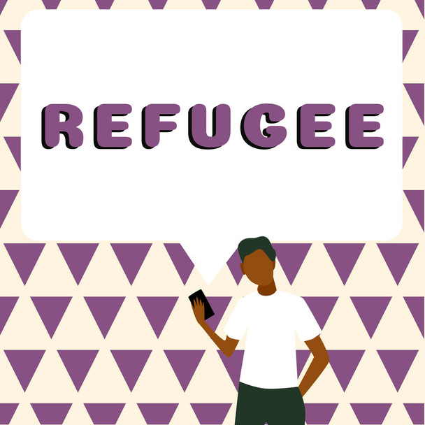 Legenda conceitual Refugiado, Ideia de negócio referem-se a movimentos de grandes grupos de pessoas deslocadas - Foto, Imagem