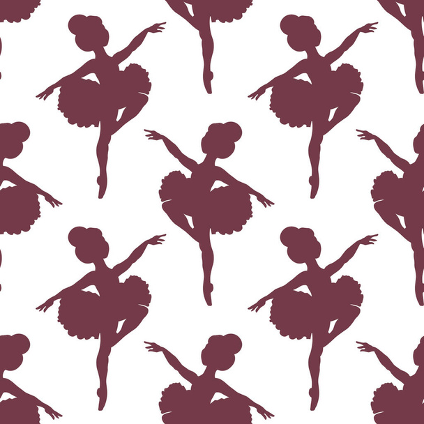 Patrón sin costuras, siluetas de bailarinas niñas sobre un fondo blanco. Fondo, impresión, vector - Vector, Imagen