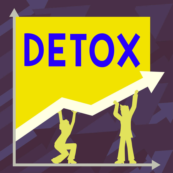 İşaret Detox 'u gösteren ilham kaynağı, Diyet Beslenme Zamanı Sağlık Bağımlılığı Tedavisinin Temizlenmesi anlamına gelen Kavram - Fotoğraf, Görsel