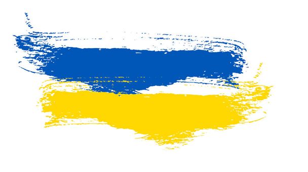 Bandera nacional ucraniana en estilo grunge. Pintado con una pincelada bandera de Ucrania. Ilustración vectorial - Vector, imagen