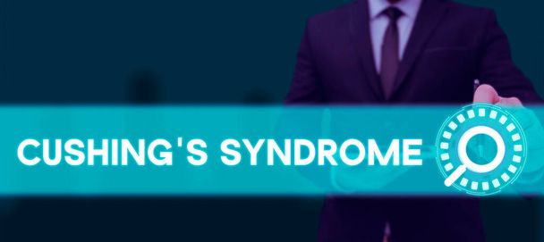 Text caption presenting Cushings Syndrome, Business concept a disorder caused by corticosteroid hormone overproduction - Photo, Image