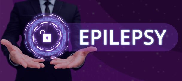 Käsitteellinen näyttö Epilepsia, sana Kirjoitettu neljänneksi yleisin neurologinen häiriö Arvaamattomat kohtaukset - Valokuva, kuva