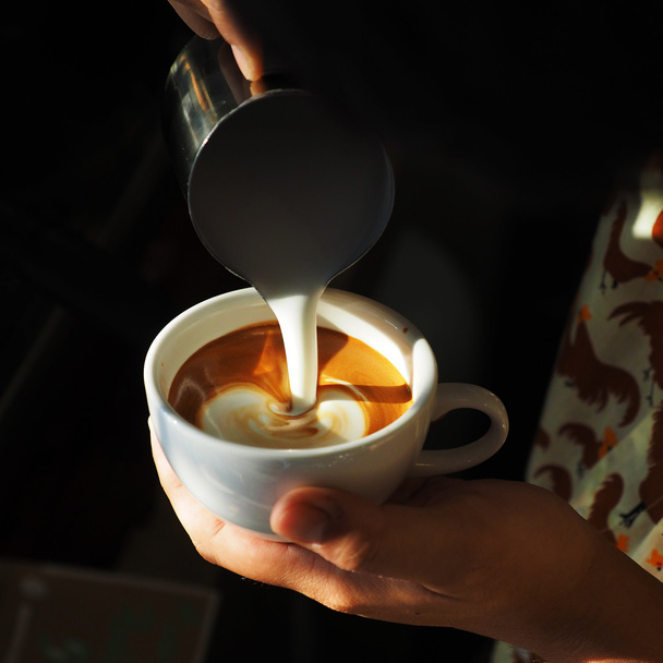 latte art coffee  - Foto, afbeelding
