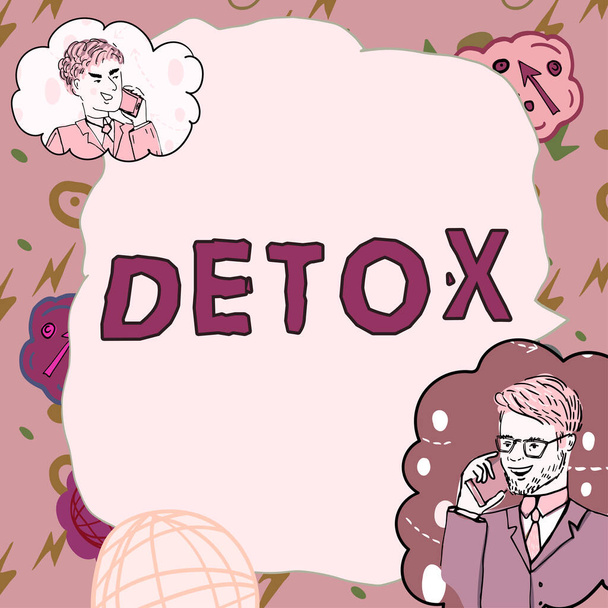 Text sign showing Detox, Business showcase Moment for Diet Nutrition health Addiction treatment cleanse - Photo, Image