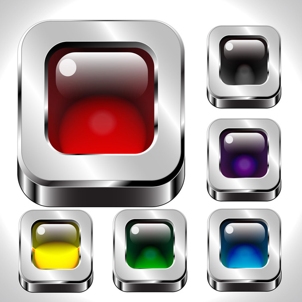 conjunto de botones de metal cuadrado
 - Vector, Imagen