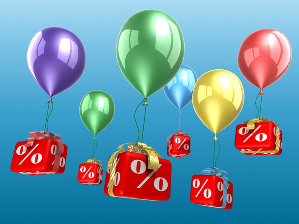 Percent blocks on a balloons - 写真・画像