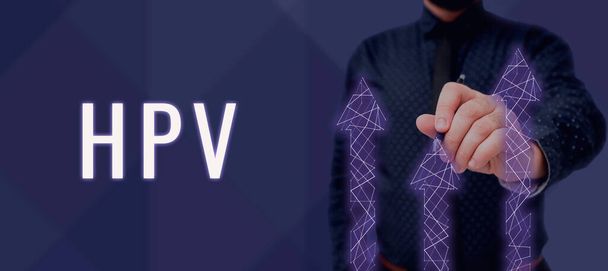 Légende conceptuelle Hpv, Internet Concept Groupe de virus qui affectent votre peau et les membranes humides - Photo, image