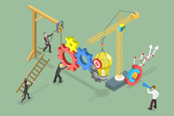 3D Isometric Flat Vector Conceptual Illustration of Project Execution, Strategic Planing and Management - Vector, Image