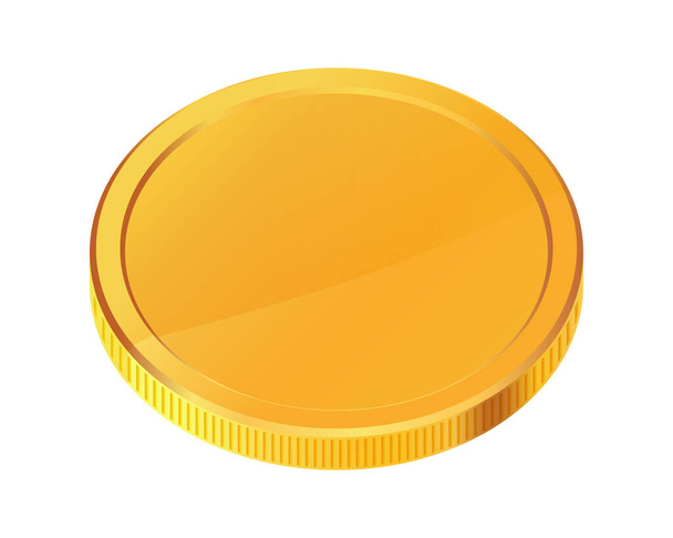 Rotating gold coin. Golden money. Applicable for gambling games, jackpot or bank or financial illustration. Can be used for video game awards, ribbons. Vector illustration. - ベクター画像
