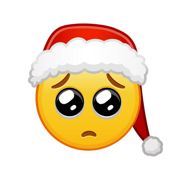 Рождественское лицо с умоляющими глазами Большой размер желтой улыбки смайликов - Вектор,изображение