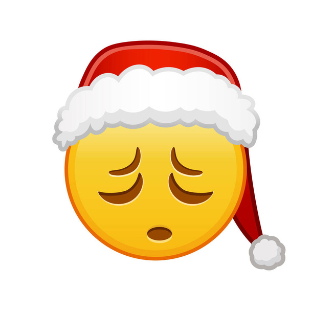 Χριστούγεννα κουρασμένο πρόσωπο Μεγάλο μέγεθος του κίτρινου emoji χαμόγελο - Διάνυσμα, εικόνα