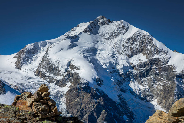 Bernina and Palu mountain range with glaciers in the Swiss Alps, Engadine, Switzerland - Photo, Image