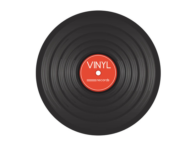 Vinyl records with red label vector illustration isolated on white background. - Vecteur, image