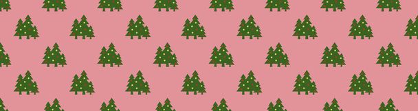 Wzór. Wizerunek zielonych choinek z kulkami na fioletowym czerwonym tle. Symbol Nowego Roku i Bożego Narodzenia. wzór do nakładania na powierzchnię. Baner do wstawiania do strony.Obraz 3d. 3d renderowanie - Zdjęcie, obraz