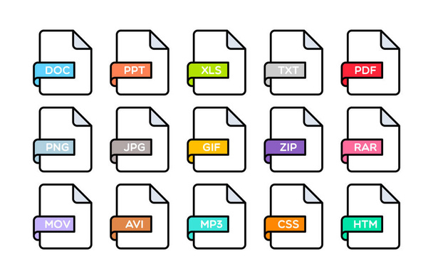 flache Symbole im Dateiformat - Vektor, Bild