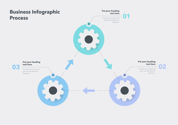 Proceso de infografía empresarial con tres pasos. Fácil de usar para su sitio web o presentación. - Vector, Imagen