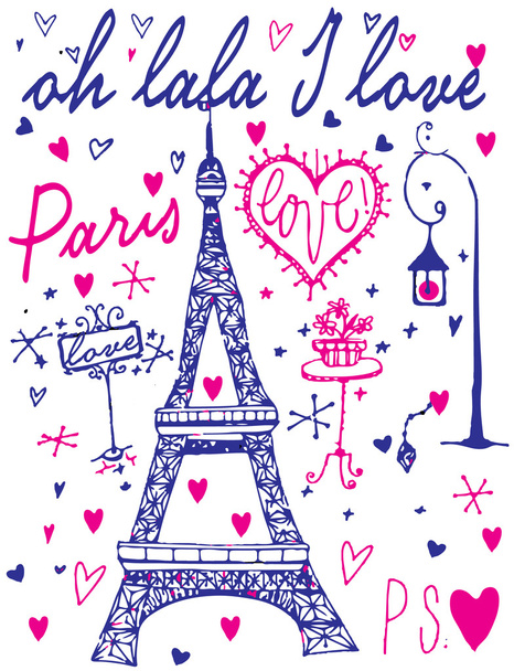 Париж каліграфії - набір елементів дизайну на руку буквами - Вектор, зображення