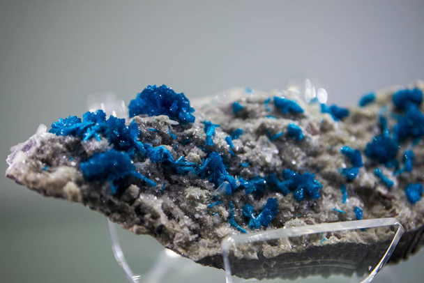 Κλείσιμο φυσικού σπάνιου μπλε κρυσταλλικού μεταλλεύματος - Φωτογραφία, εικόνα
