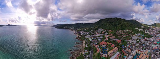 Panorama view Aerial view of Phuket island Thailand from Drone camera High angle view - Photo, image