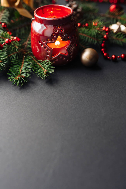 Close up widok gałązki jodły, tło nastrój świąteczny - Zdjęcie, obraz