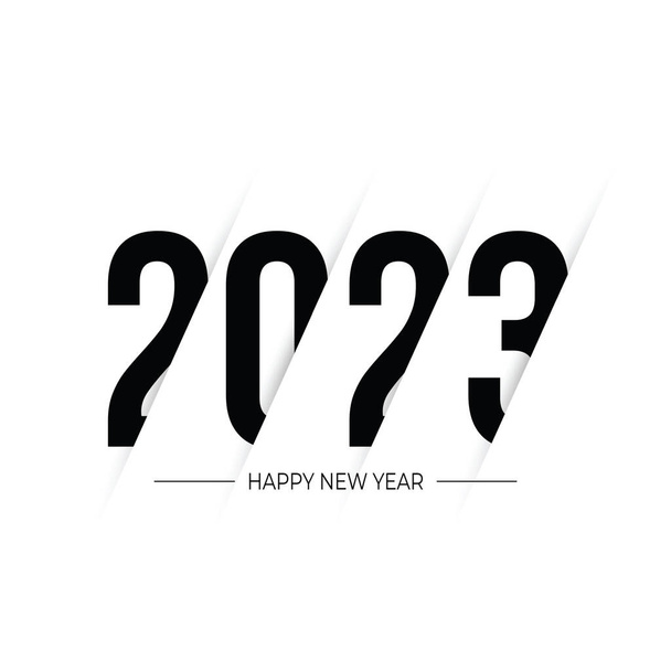 Feliz Ano Novo 2023 design de texto. para modelo de design de folheto, cartão, banner. Ilustração vetorial. Isolado sobre fundo branco. - Vetor, Imagem