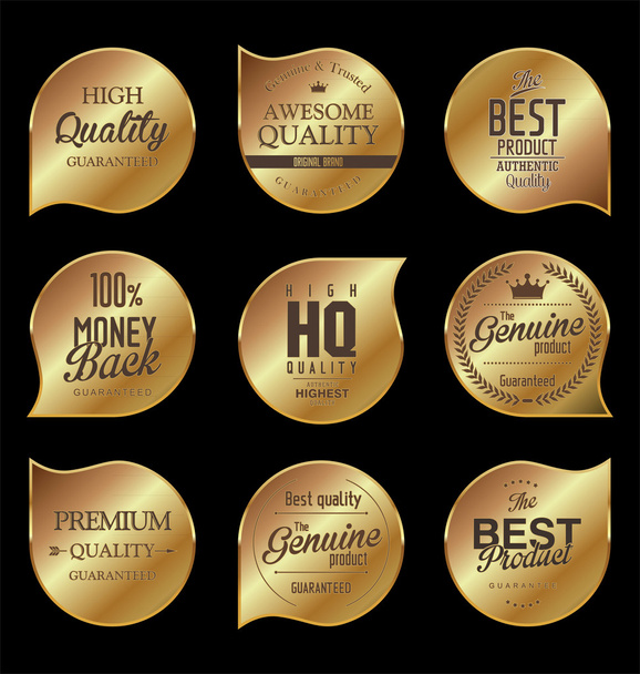 Golden badges set - Vector, Image