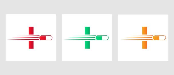Buchstabe I Medizin Logo. Medizinisches Logotyp-Konzept mit Medizin-Stapel-Symbol - Vektor, Bild