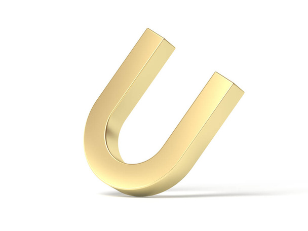 Χρυσός μαγνήτης απομονωμένος σε λευκό φόντο. 3D εικονογράφηση. - Φωτογραφία, εικόνα