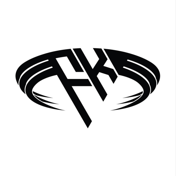 Üçgen dilim şekil tasarım şablonlu FK Logo harfi monogramı - Fotoğraf, Görsel