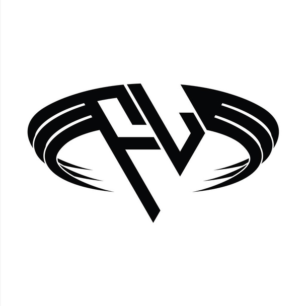 FL Logo letter monogram met driehoek slice vorm ontwerp template - Foto, afbeelding