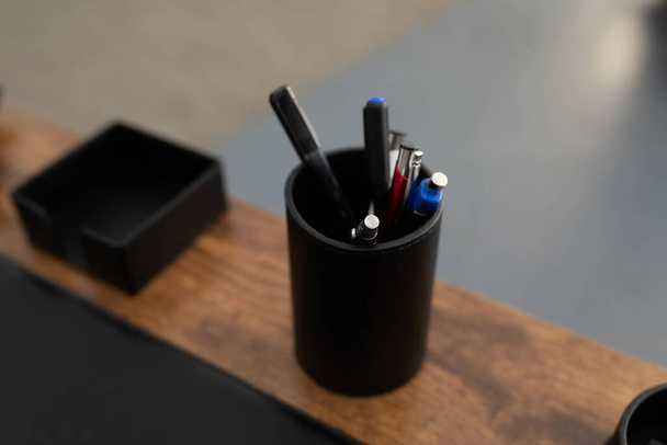 stands for stationery in the office on the table. - Photo, Image