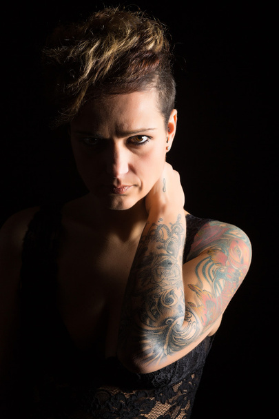 Beautiful Tattooed Woman - Fotoğraf, Görsel