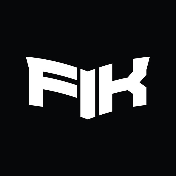 Монограмма FK Logo с черным фоном в форме щита - Фото, изображение