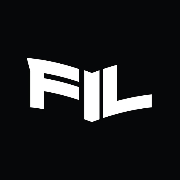 FL Logo monogram with shield slice shape black background design template - Photo, Image