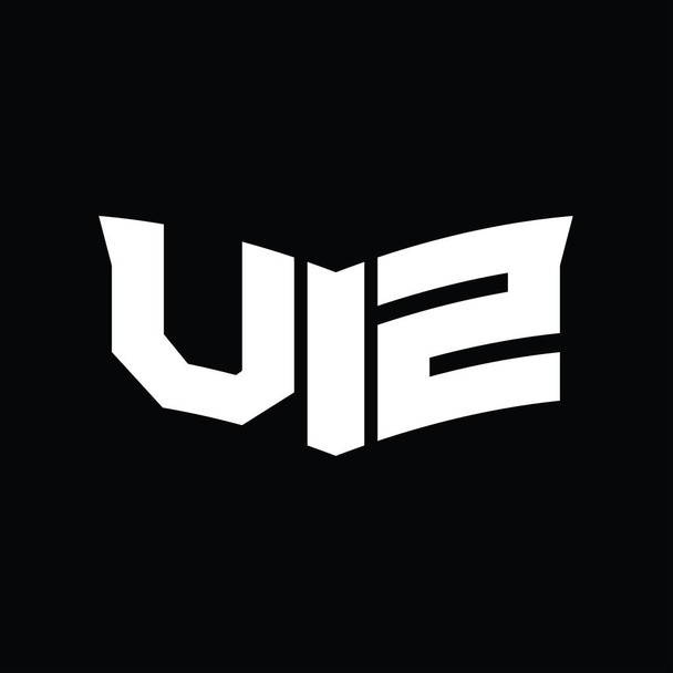 VZ logó monogram pajzs szelet alakú fekete háttér design sablon - Fotó, kép