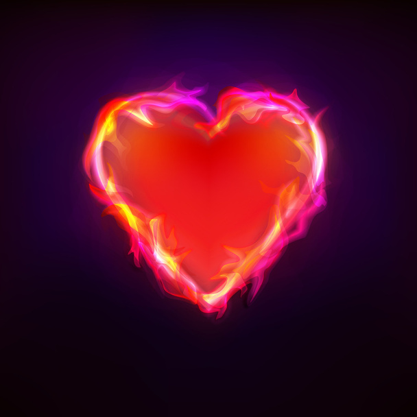 brennende Liebe als Herzsymbol bei Feuer-Grafik-Design - Vektor, Bild