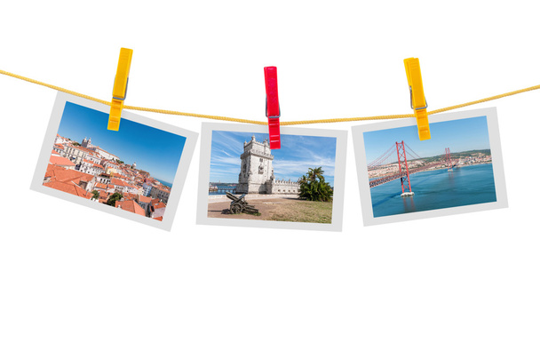 Три фотографии Лиссабона на веревке
 - Фото, изображение