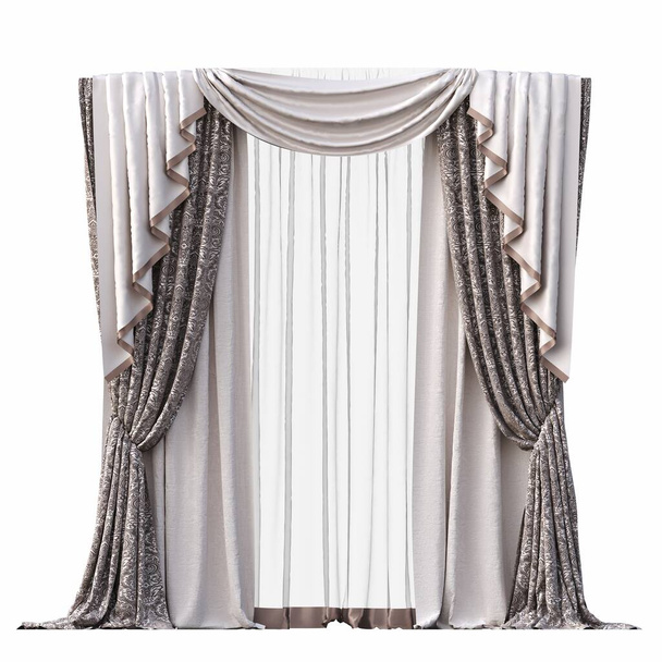 cortinas aisladas sobre un fondo blanco, ilustración 3d - Foto, imagen