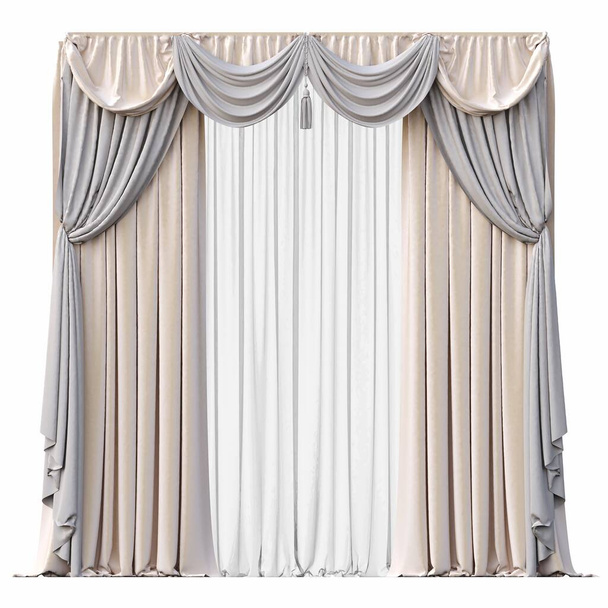 rideaux isolés sur un fond blanc, illustration 3d - Photo, image