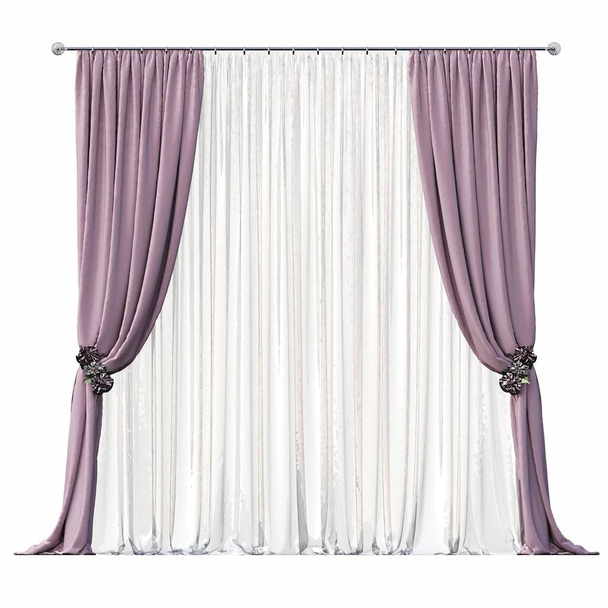 cortinas aisladas sobre un fondo blanco, ilustración 3d - Foto, Imagen
