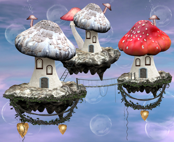 Волшебная иллюстрация города грибов
 - Фото, изображение