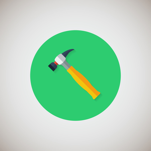 Hammer flat icon. Flat design style modern vector illustration. Isolated on stylish color background. Flat long shadow icon. Elements in flat design. EPS 10. - Vector, Image