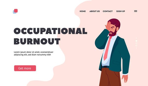 Occupational Burnout Landing Page Template. Adult Man Shocked or Confused Emotion. Astonished Male Character Stunned or Shock Expression. Person Unpleasant Surprise. Cartoon People Vector Illustration - Vector, Image