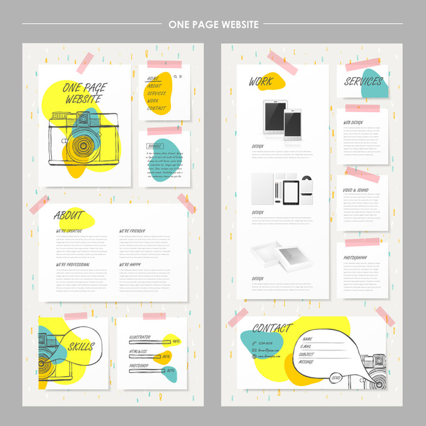 adorable one page website design  - Vector, Image