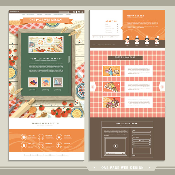 Šablona návrhu kuchyně konceptu jedné stránky webové stránky - Vektor, obrázek