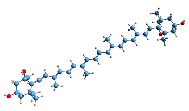  3D obraz formuły szkieletowej neoksantyny - molekularna struktura chemiczna Foliaksantyny izolowanej na białym tle - Zdjęcie, obraz